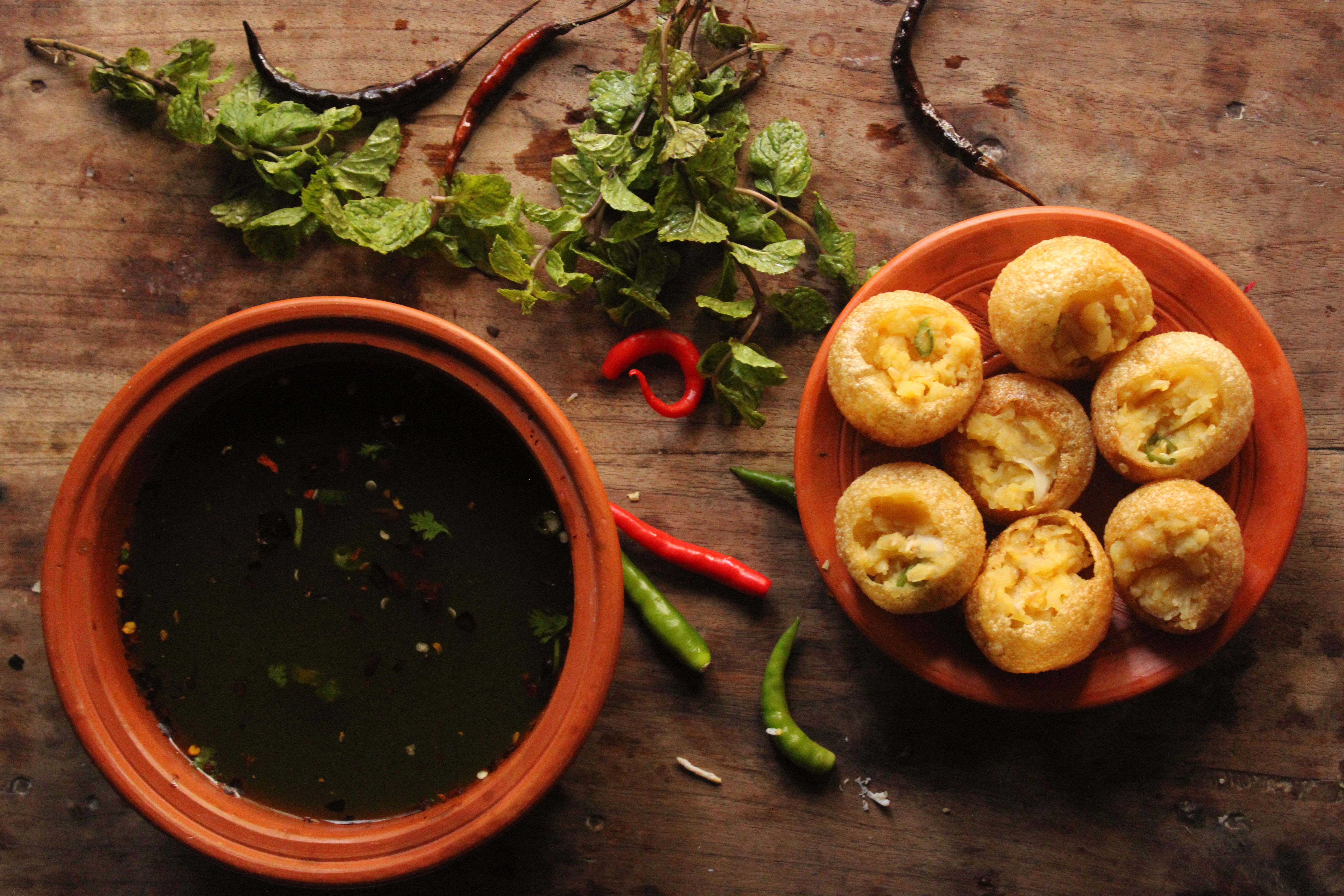 Indian Khachumbari Egg Sandwich with Paneer and Mint on Puri