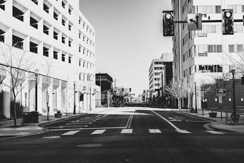 Grayscale Photo Of City Buildings