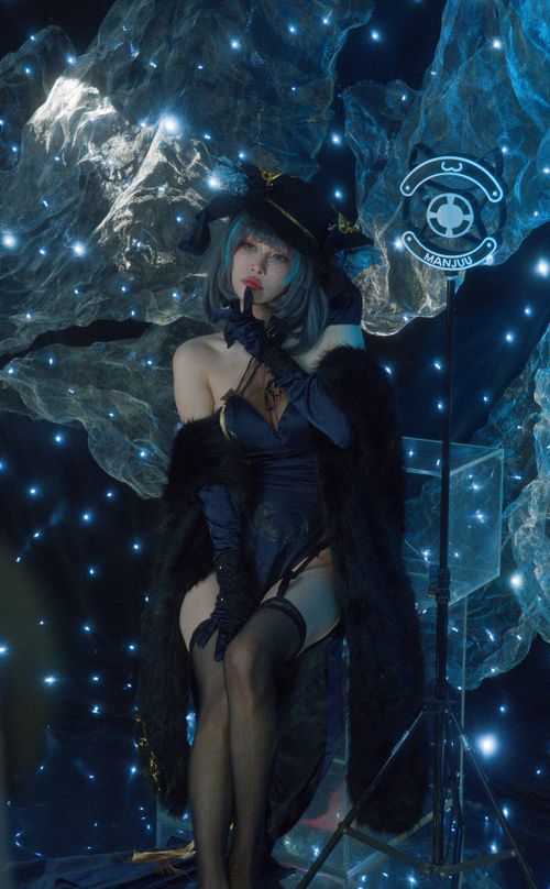 Free Captivating fantasy-themed cosplay portrait of a woman in mystical attire with a starry LED backdrop. Stock Photo