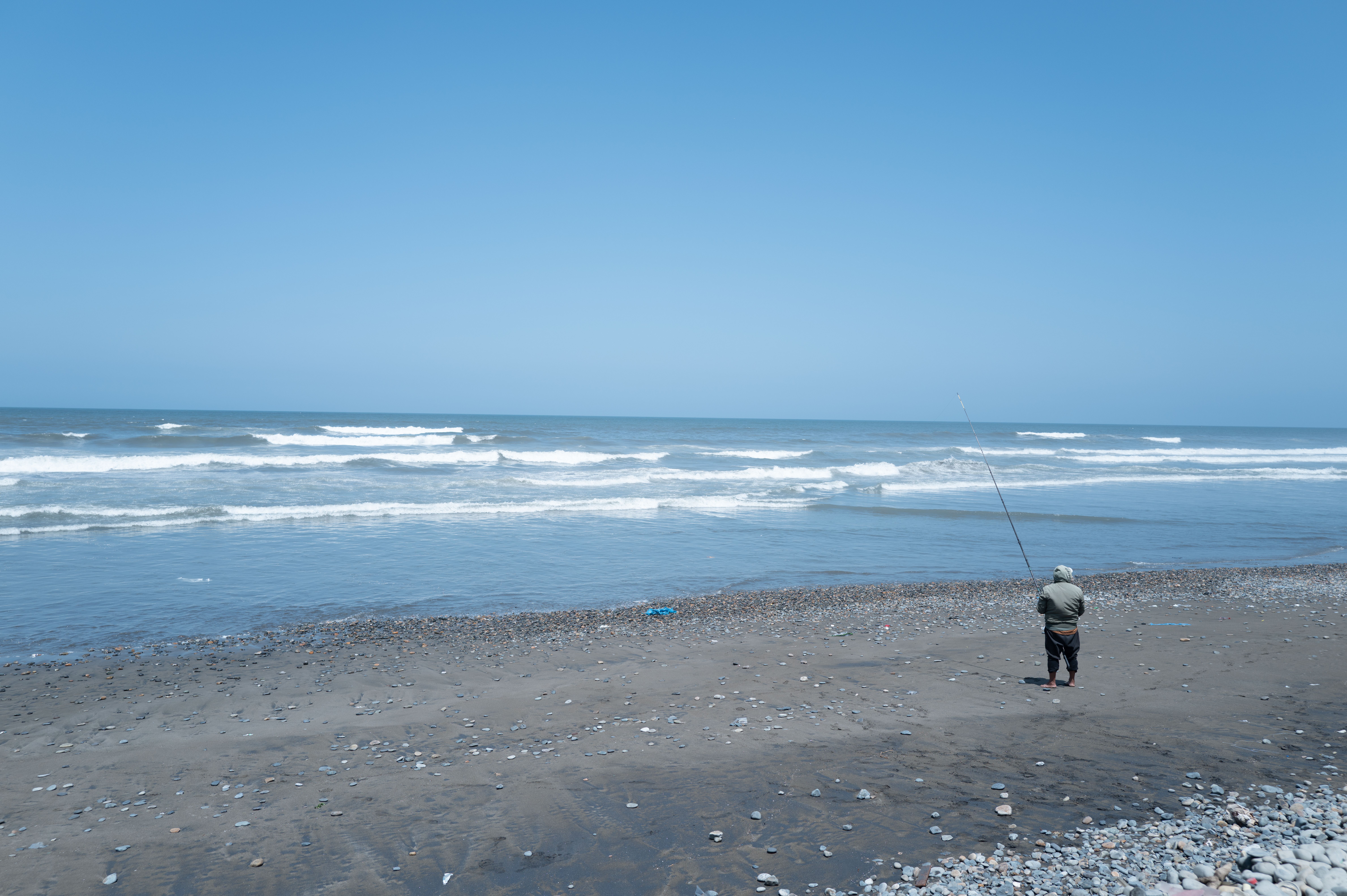 水温と釣りの関係を示す海辺の朝の風景