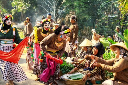 Free Colorful traditional dance performance in Magelang, Central Java, showcasing cultural costumes and masks. Stock Photo