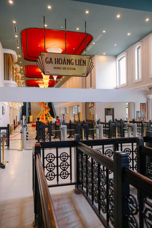Free Colorful interior of Hoang Lien Station, featuring a modern architectural design and vibrant colors. Stock Photo