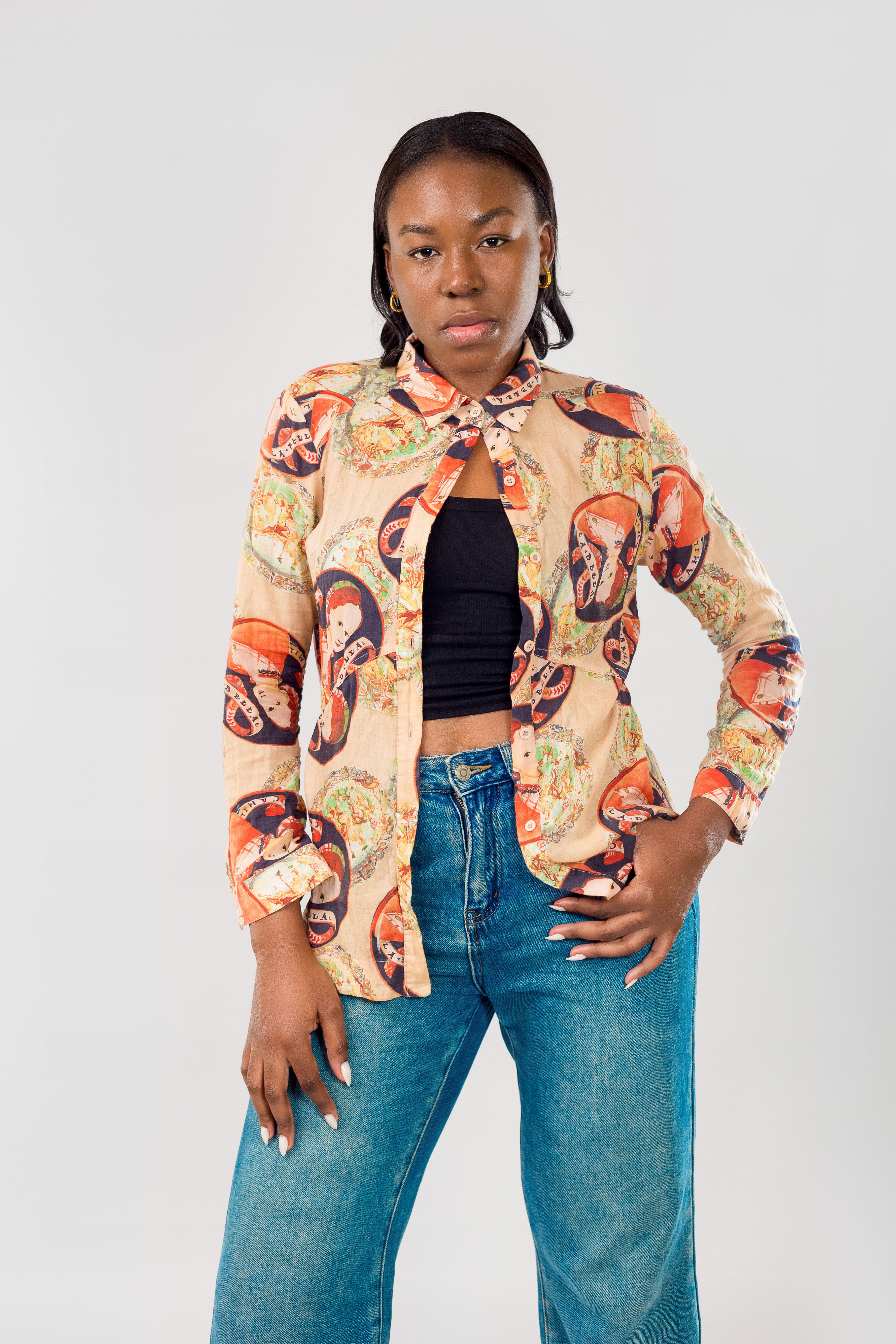Cropped Bege Estampado