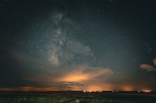 Free Beautiful night sky view of the Milky Way and stars over a tranquil Turkish landscape. Stock Photo