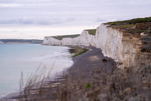 Free Dramatic view of the iconic Seven Sisters Cliffs in England during day. Stock Photo