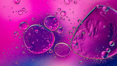 Free Colorful abstract image of oil bubbles in water creating mesmerizing patterns. Stock Photo