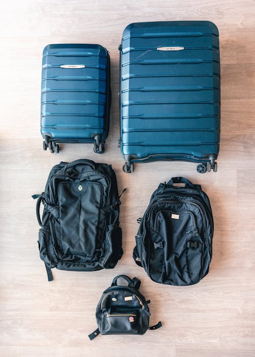 Flat Lay Of Luggage And Bags