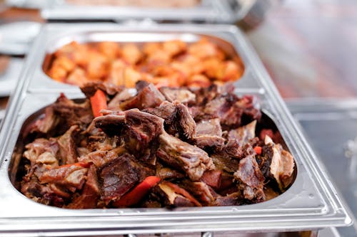 Free Cooked Food On Stainless Steel Tray Stock Photo