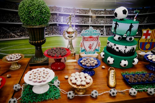 Free Soccer Themed Dessert Table Stock Photo