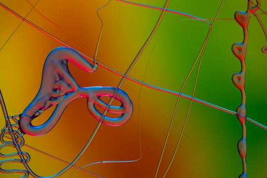Colorful abstract composition featuring dynamic fluid shapes and curves in a vibrant spectrum.