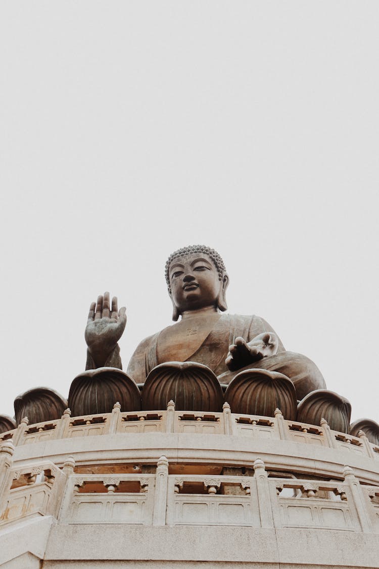 Po Lin Monastery With Statue Of Buddha In Hong Kong