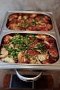 Cooked Food on Stainless Steel Tray