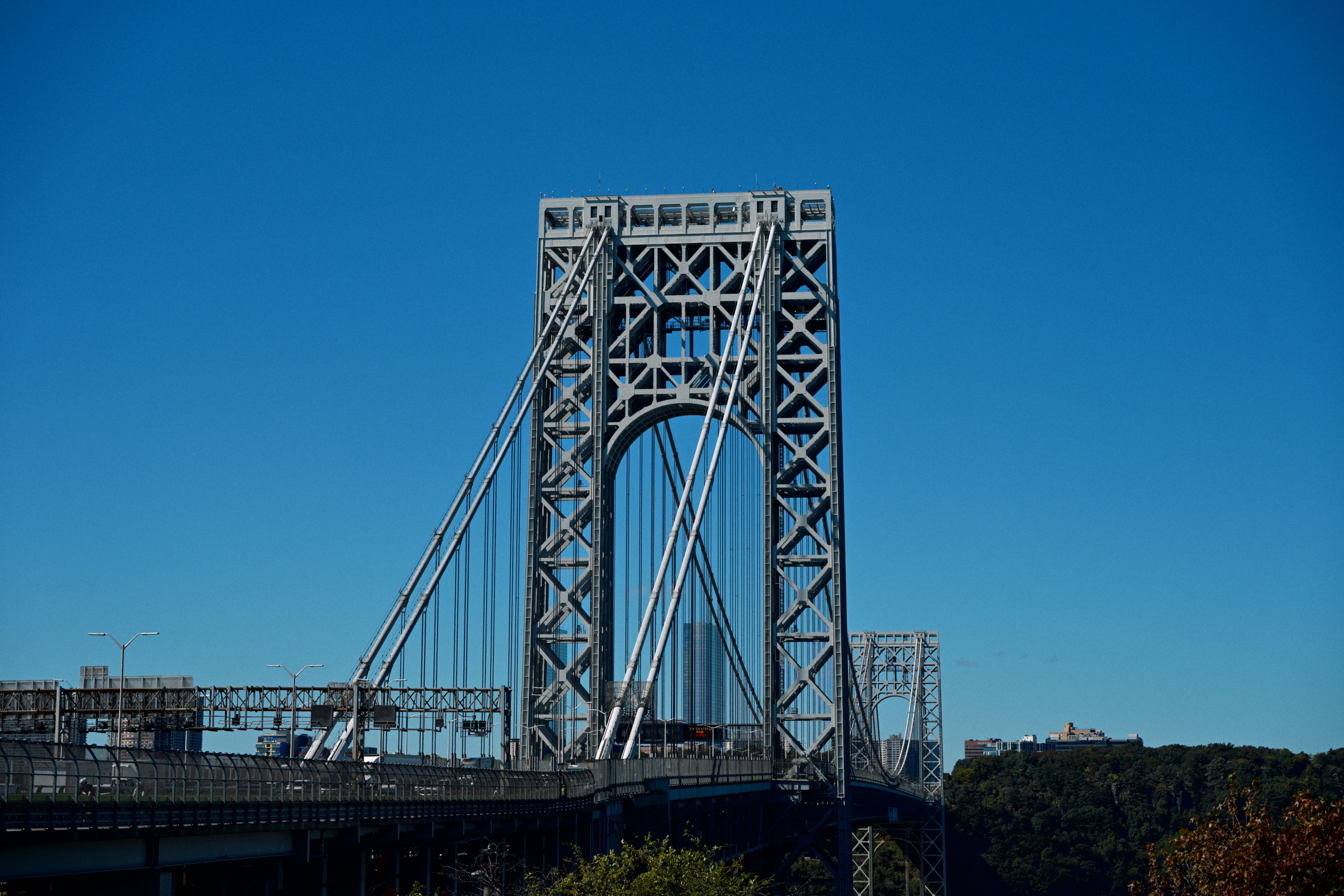 Stunning view of the George Washington Bridge on a clear day, showcasing its architectural beauty.