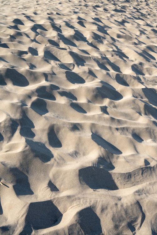Free Detailed view of wind patterns shaping sand dunes in Occitanie, France. Stock Photo