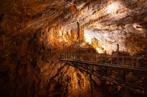 Free Explore the striking interiors of Gouffre de Cabrespine in Occitanie, France, with its stunning stalactites and rock formations. Stock Photo