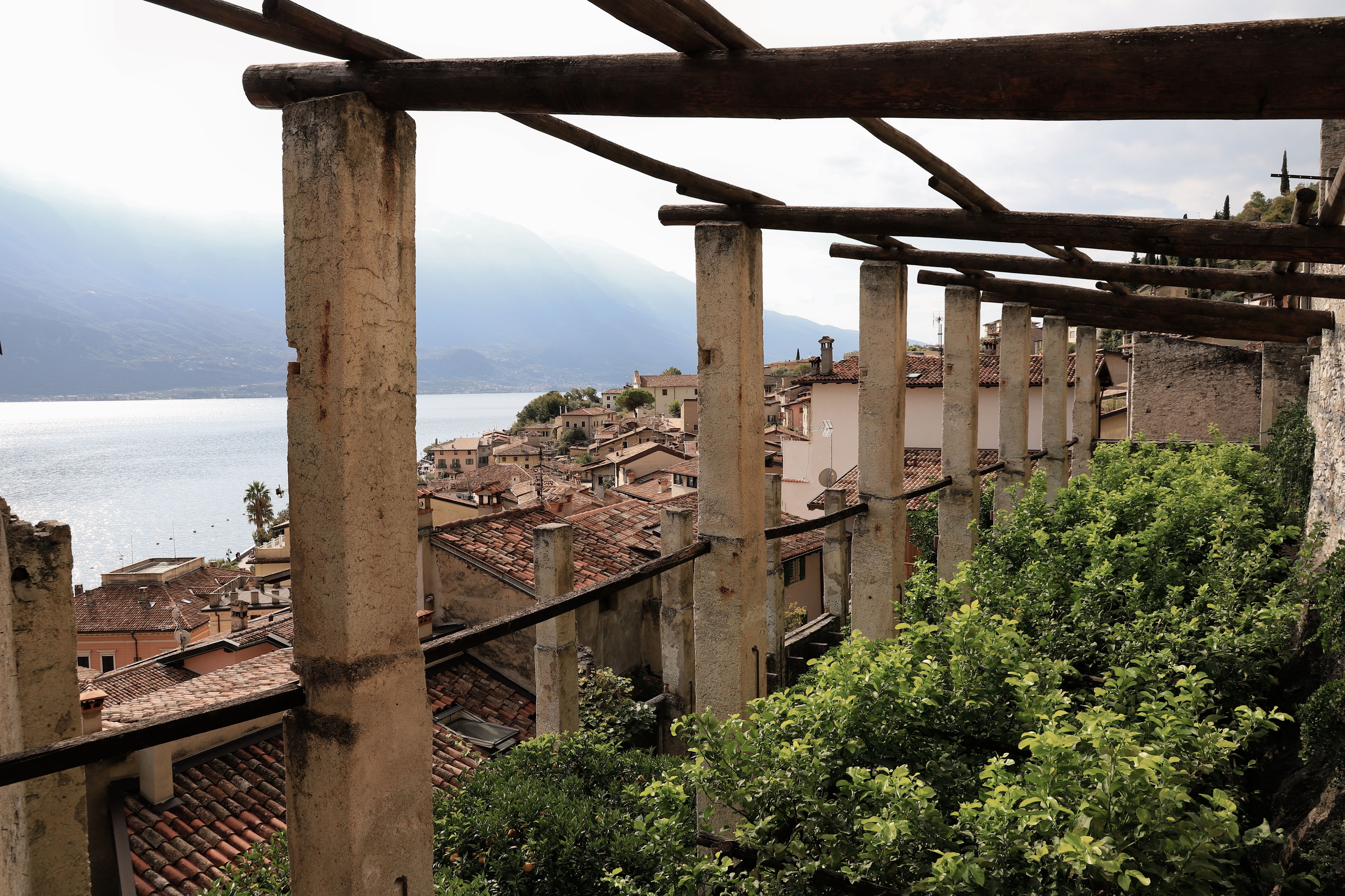 Explore the picturesque lemon gardens overlooking Lake Garda in Limone Sul Garda, Italy.