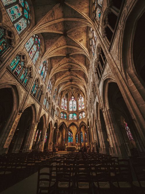 Free Explore the intricate Gothic architecture of a historic church in Paris, France. Stock Photo