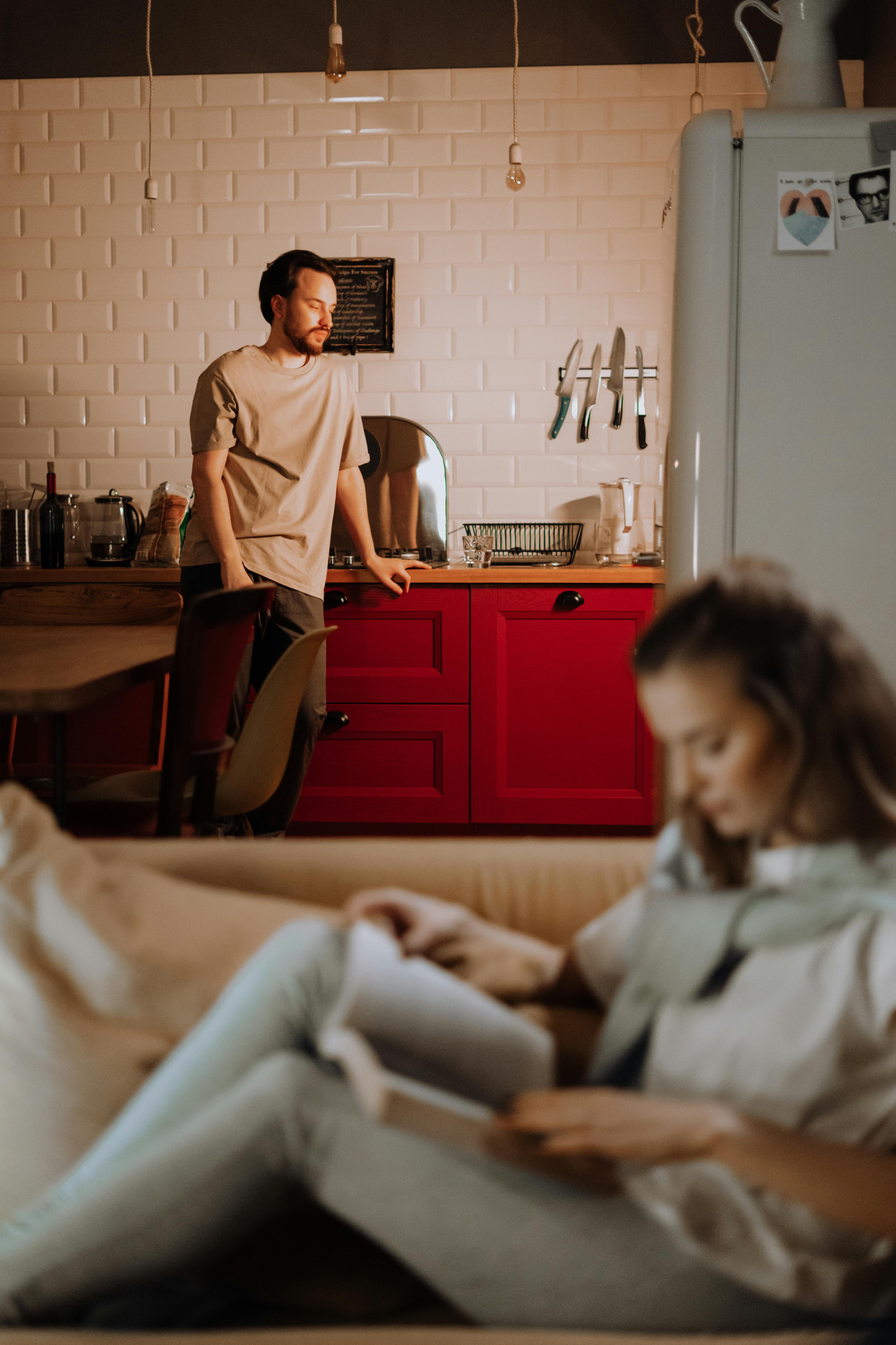 couple love sitting evening