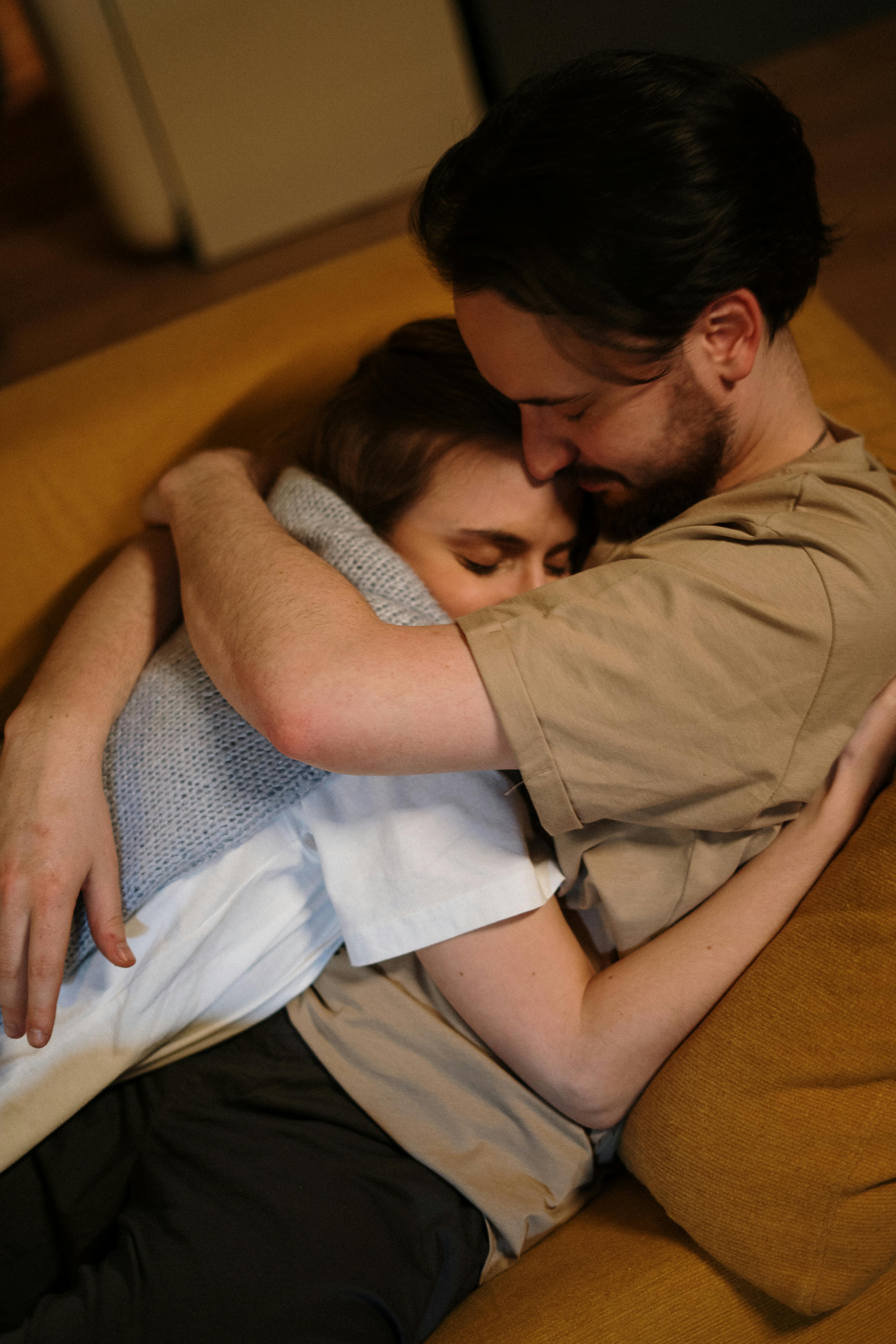 couple love sitting evening