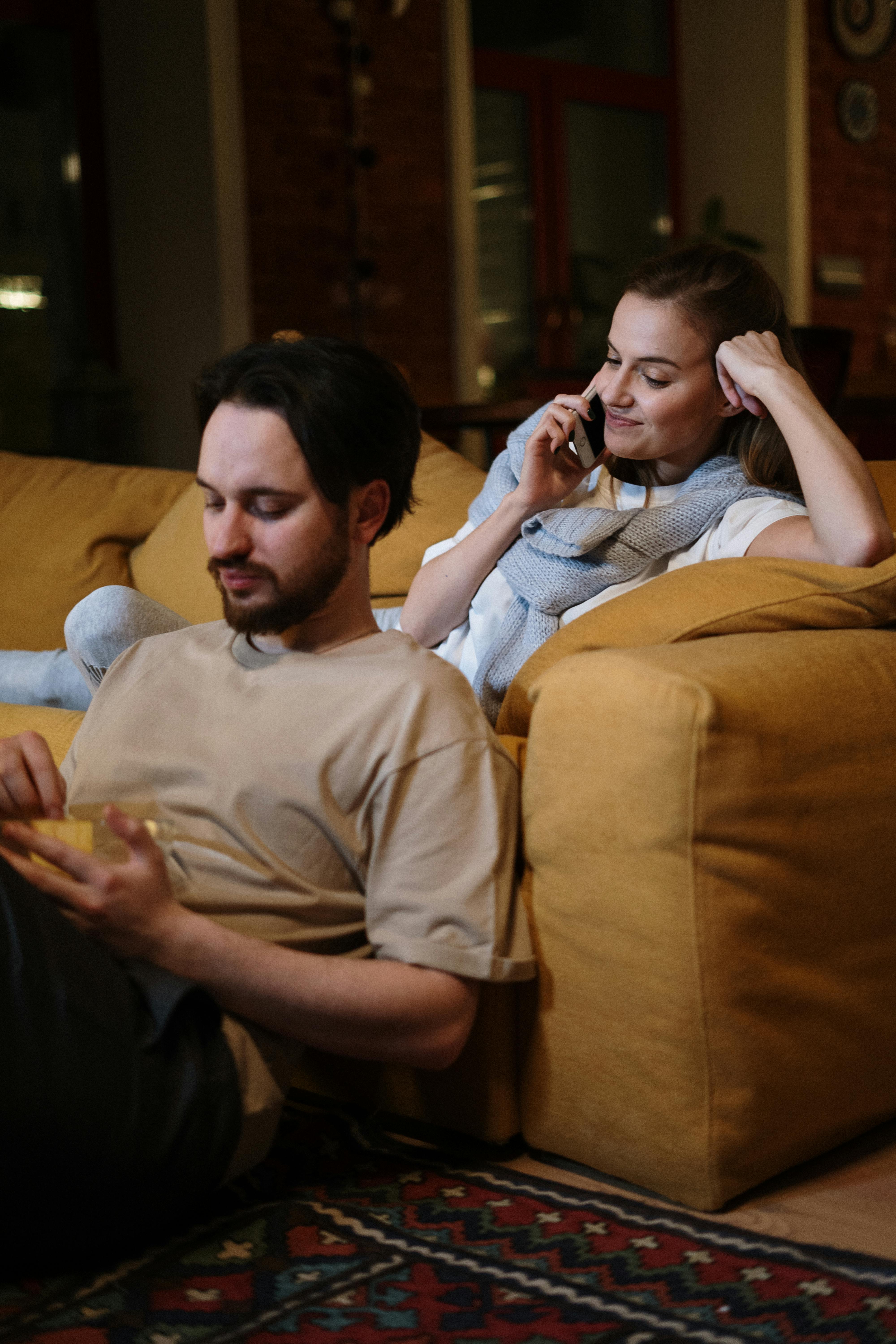 couple love sitting evening