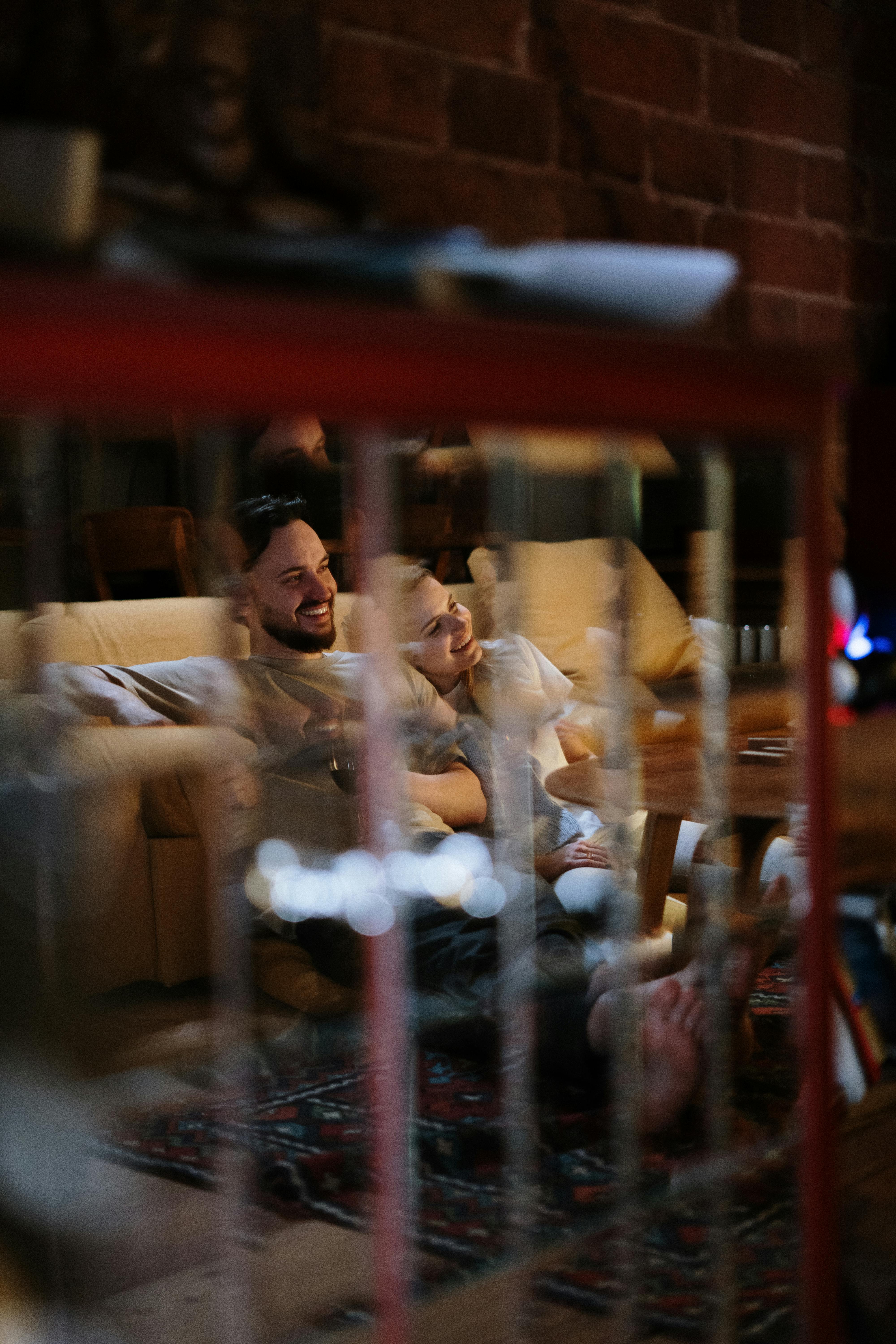 couple love sitting evening