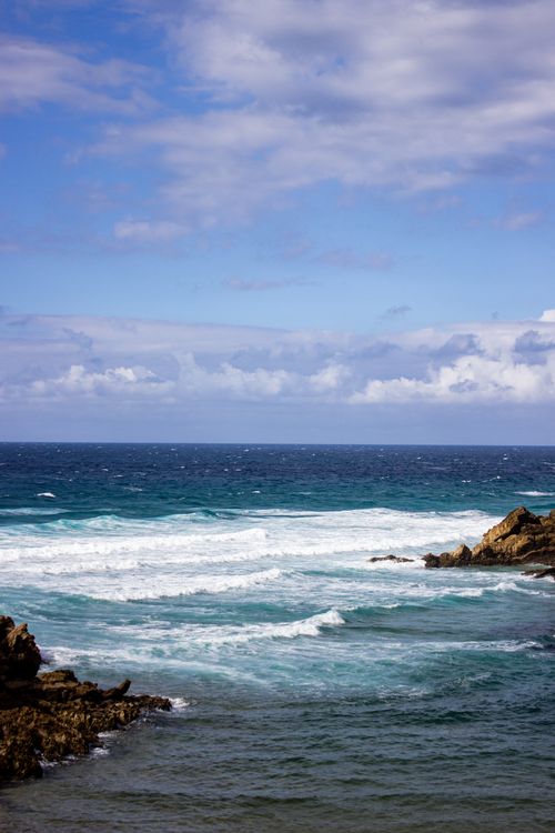 Free Capturing the dynamic waves crashing against the rocky coast of Ubiarco, Cantabria. Stock Photo
