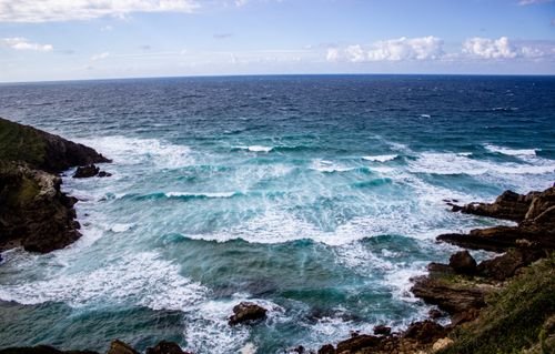 Free Stunning view of the rugged coastline and ocean waves in Ubiarco, Cantabria, Spain. Stock Photo