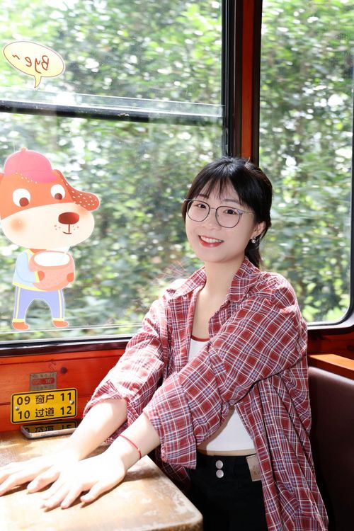 Free Cheerful woman with glasses enjoying a train journey in Hefei, Anhui, China. Stock Photo