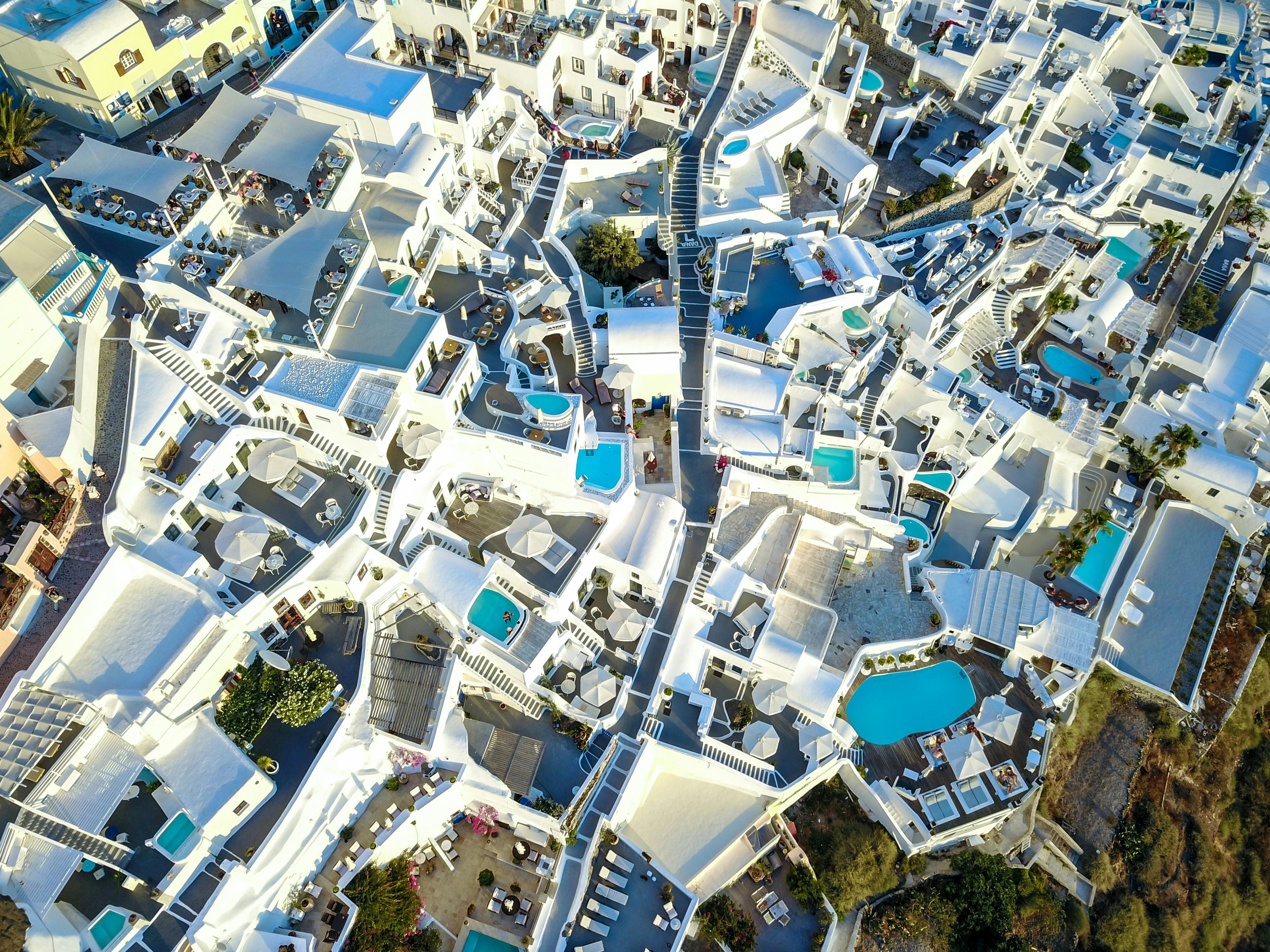 aerial view of city buildings