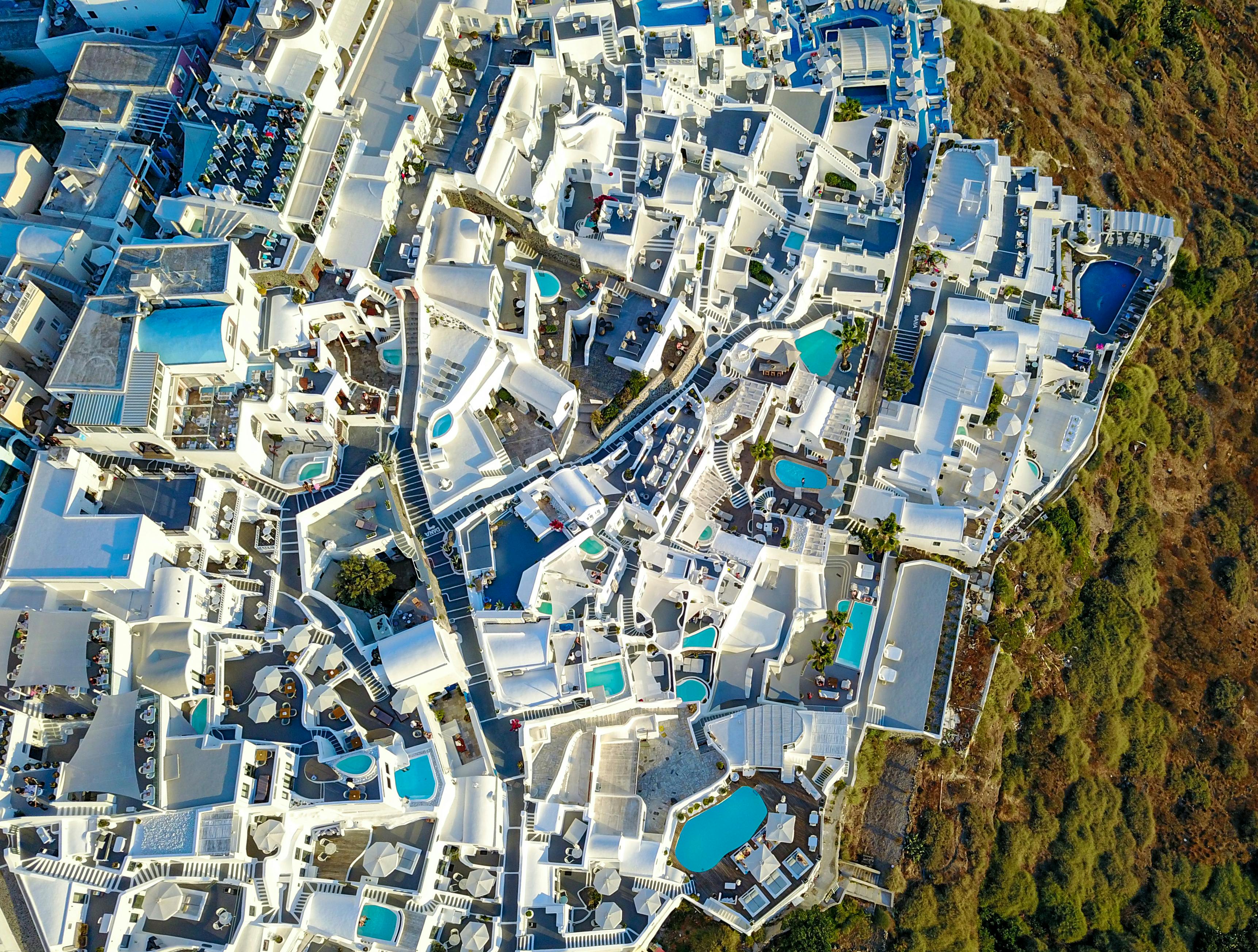 aerial view of city buildings