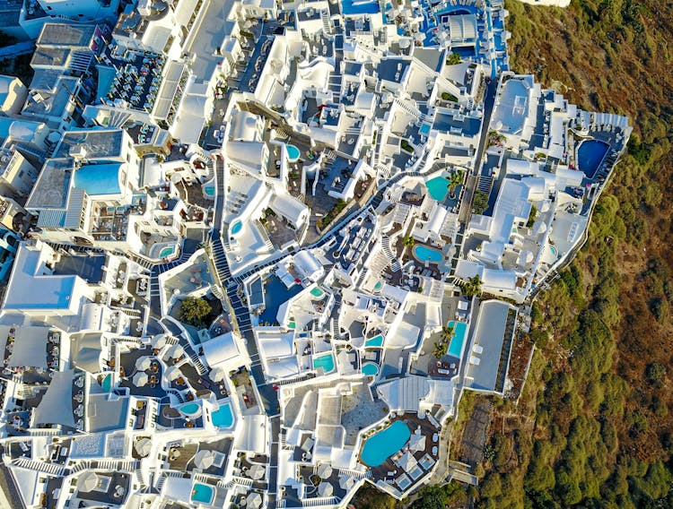 Bird's-eye View Of Swimming Pools And Buildings