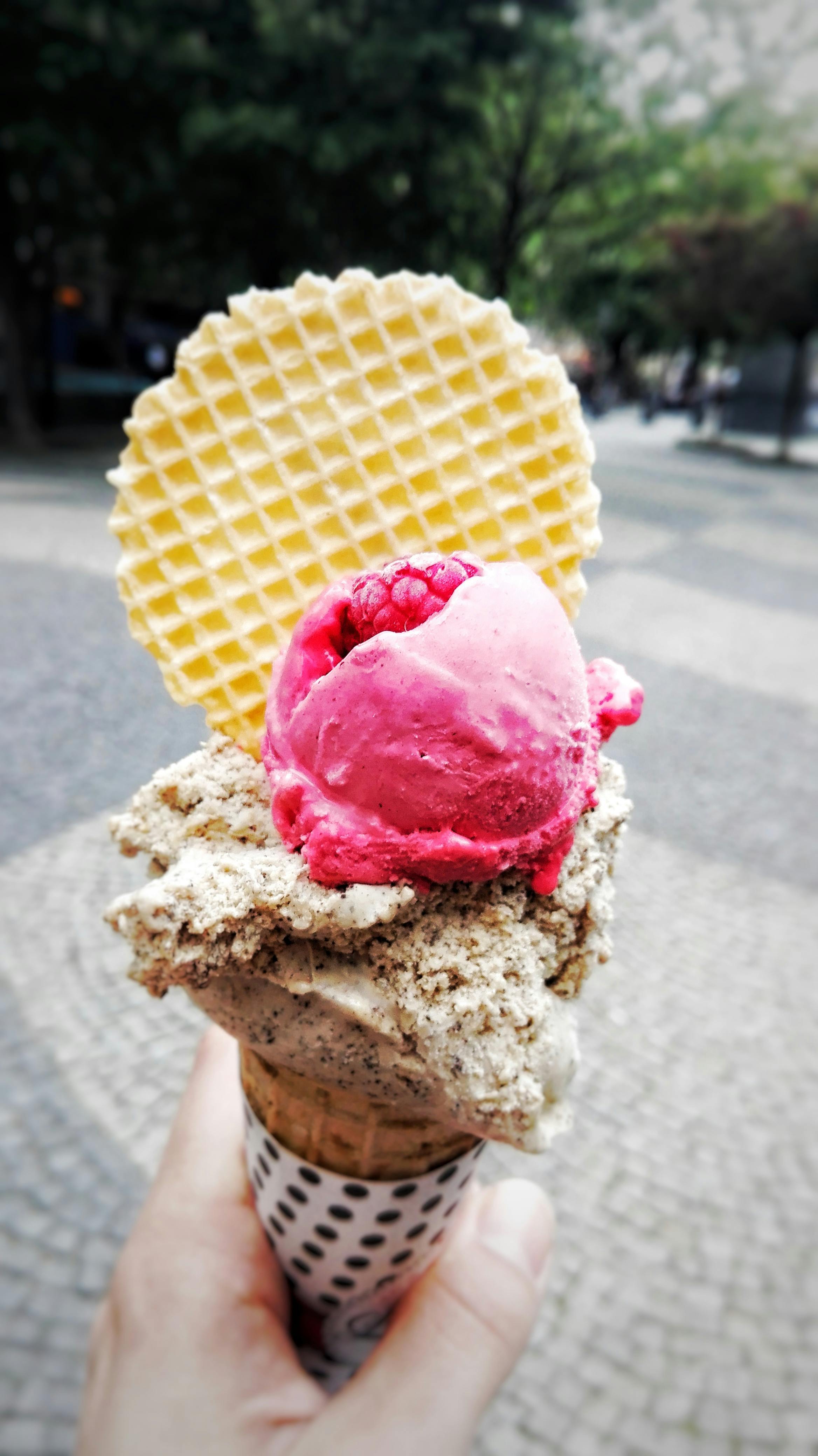 Free stock photo of ice cream, raspberry
