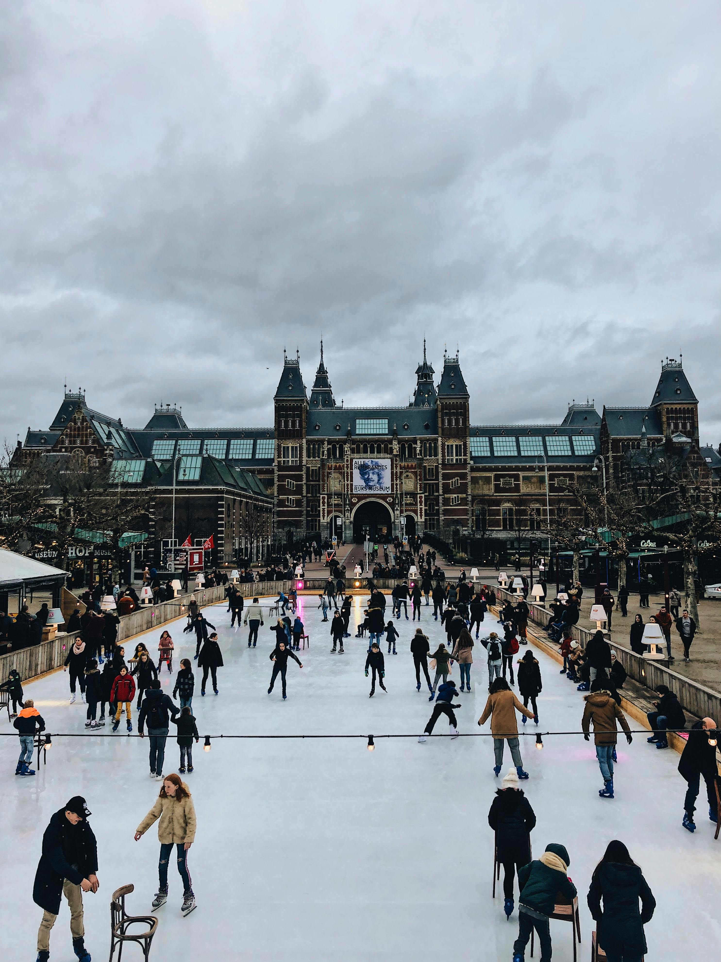 People Ice Skating Near Artexpo Amsterdam · Free Stock Photo