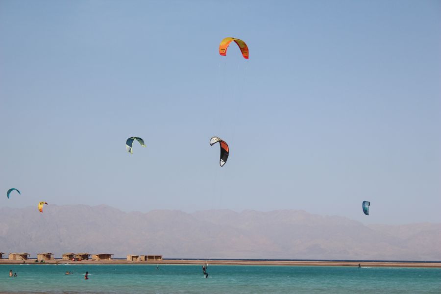 Kitesurfing on the Red Sea coast of Egypt