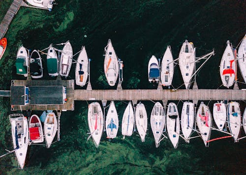 Drone Shot of Moored Yachts