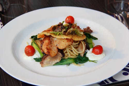 Close up of Pasta with Meat and Tomatoes