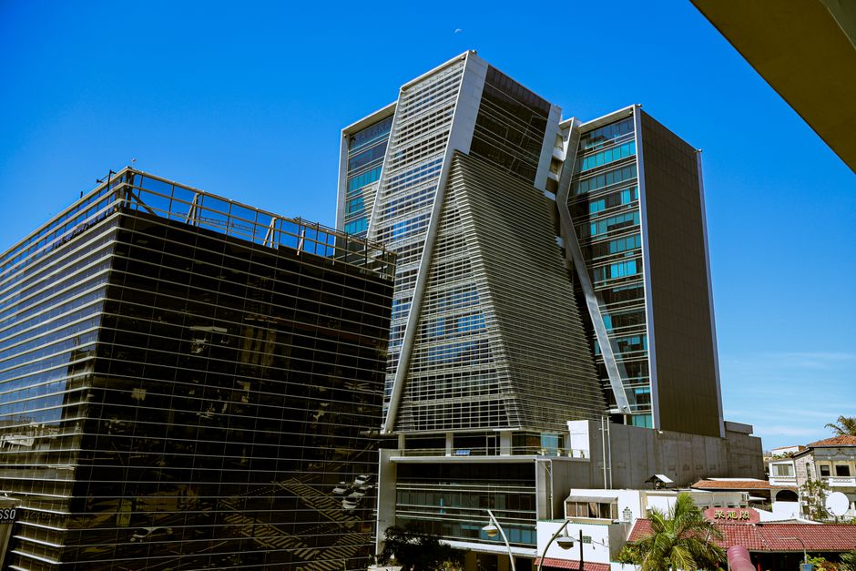 Stunning view of a modern architectural office building in San Salvador, El Salvador.
