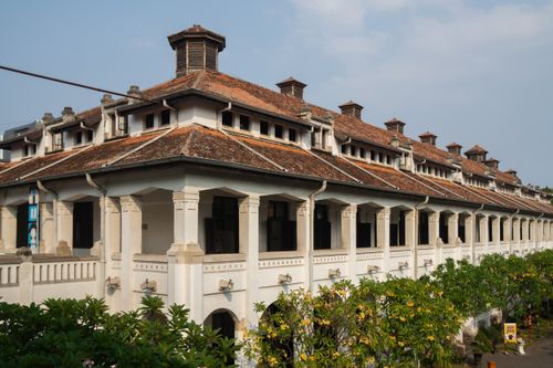 Free Historic colonial building with red-tiled roof in Semarang, Central Java, Indonesia. Stock Photo
