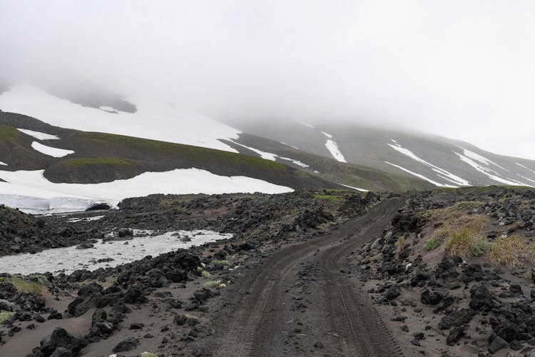 Tire Tracks On Dirt Road