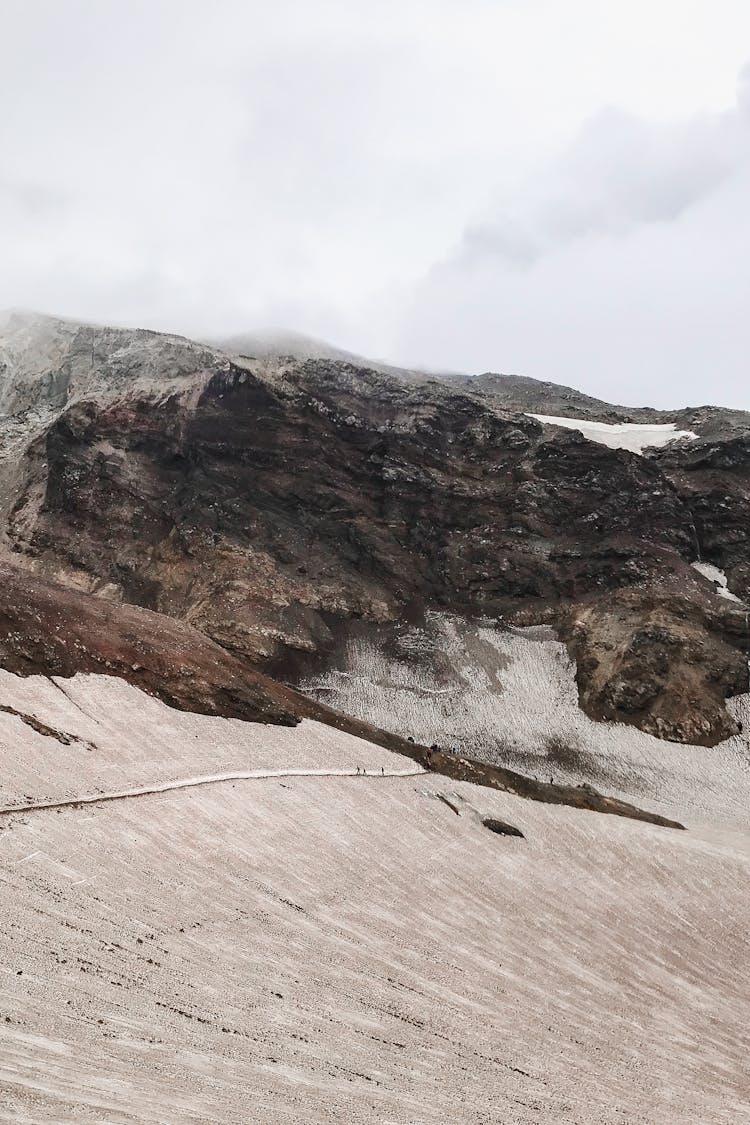 Drone Shot Of People Walking On A Trail