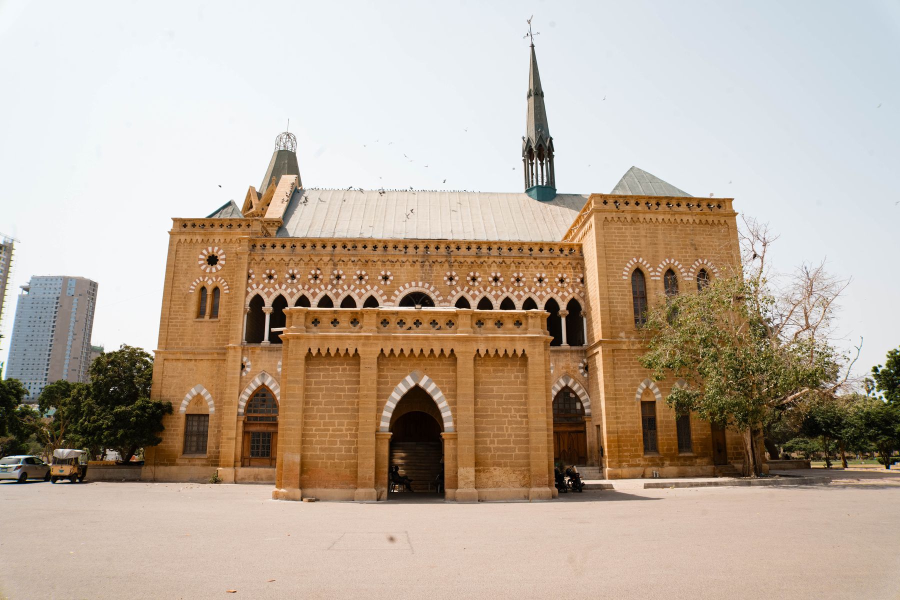 A stunning Gothic Revival style building in Karachi, showcasing historic architecture.