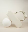 White Leather Long Wallet Beside White Egg