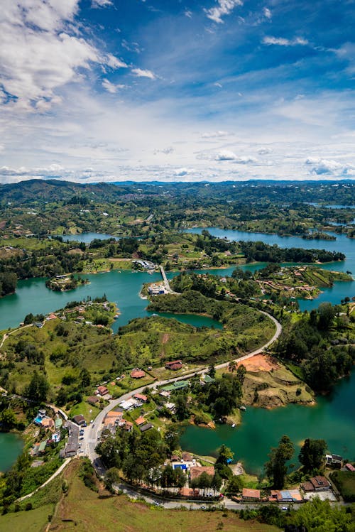 Drone Shot of a the Town of Guatape in Colombia