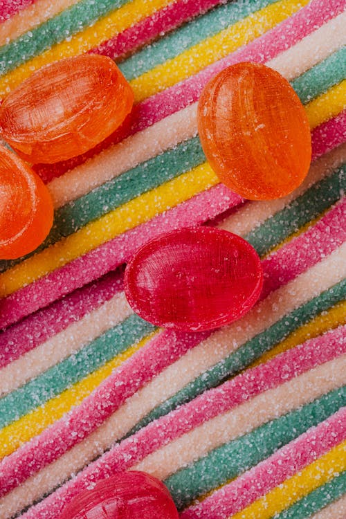 Free Close-up Photo of Coloful Sweet Candies and Gummies Stock Photo