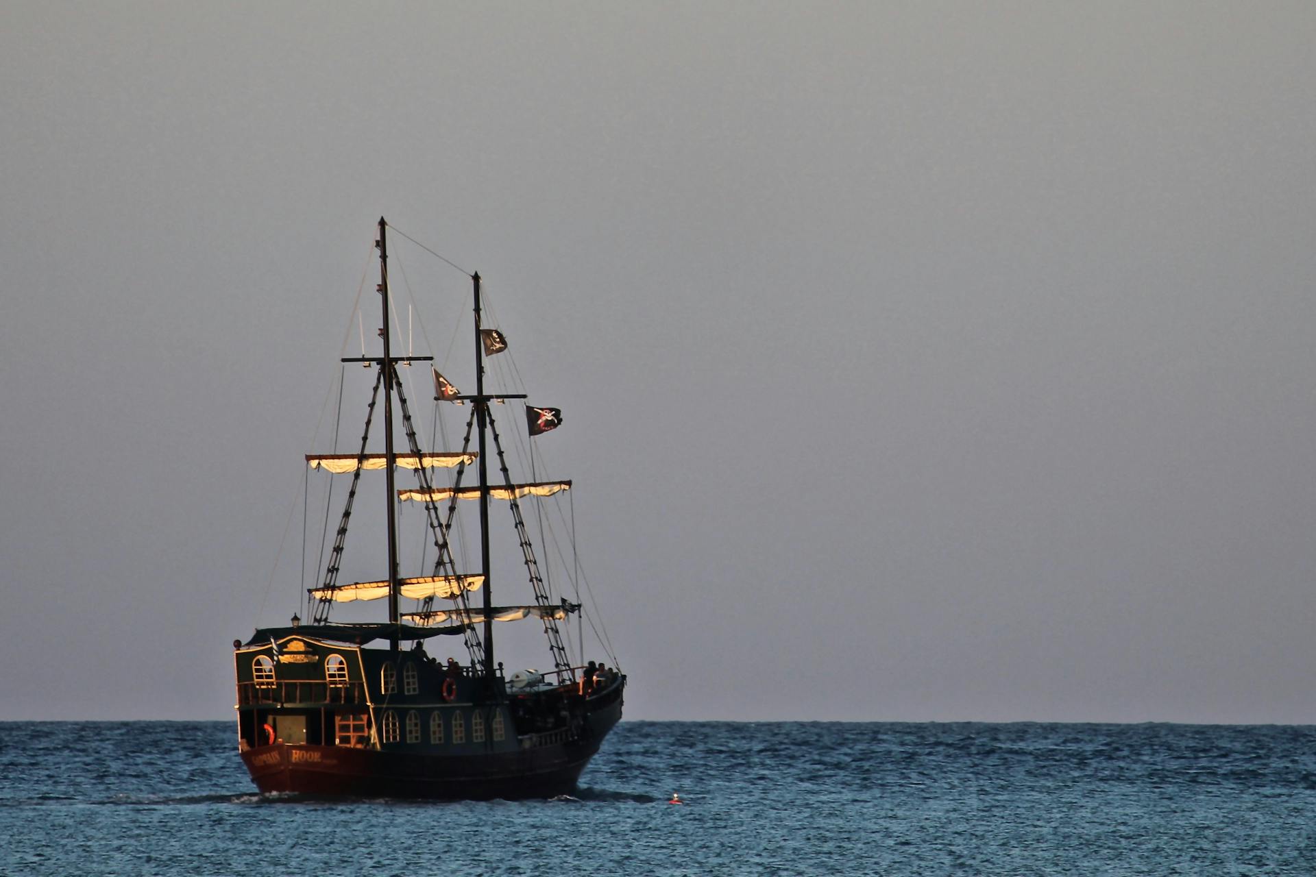 Brown Sail Ship on Sea