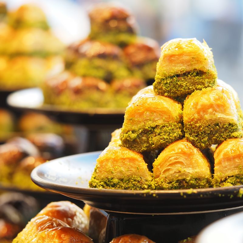 Matcha Baklava with White Chocolate Pistachio Filling