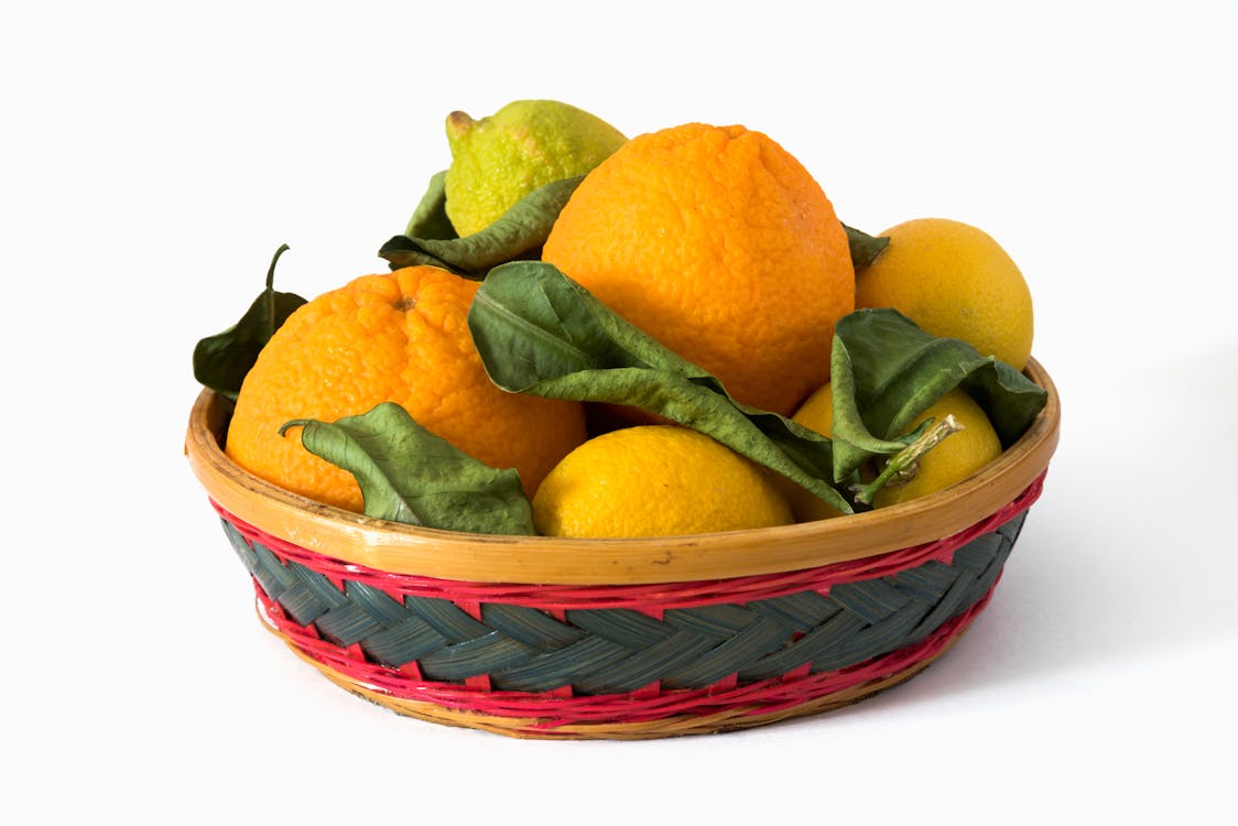 Gratis lagerfoto af appelsinfrugt, blade, citroner