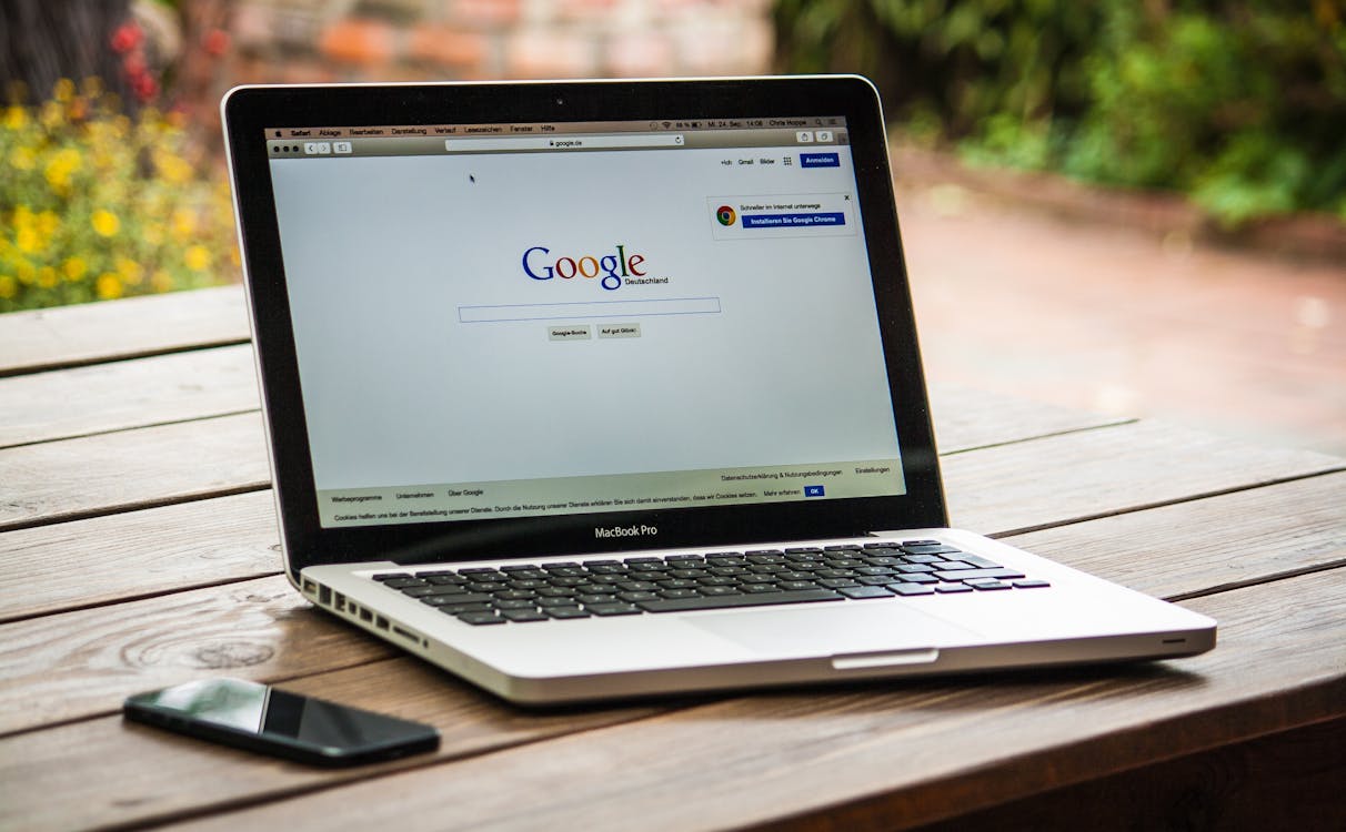 An image of a laptop with Google loaded on it. 