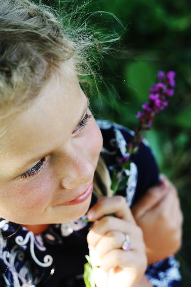 Girl Holding Lavender Flower