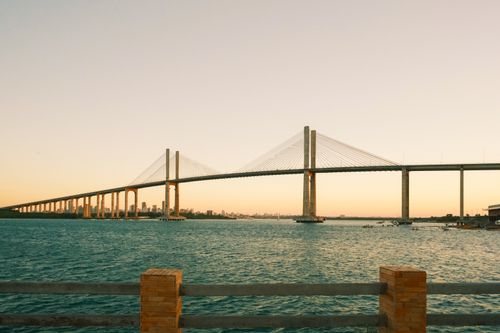 Free Scenic sunset over the Newton Navarro Bridge in Natal, Brazil. Stock Photo